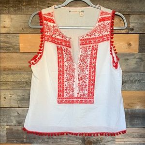 White & Red Tank Top